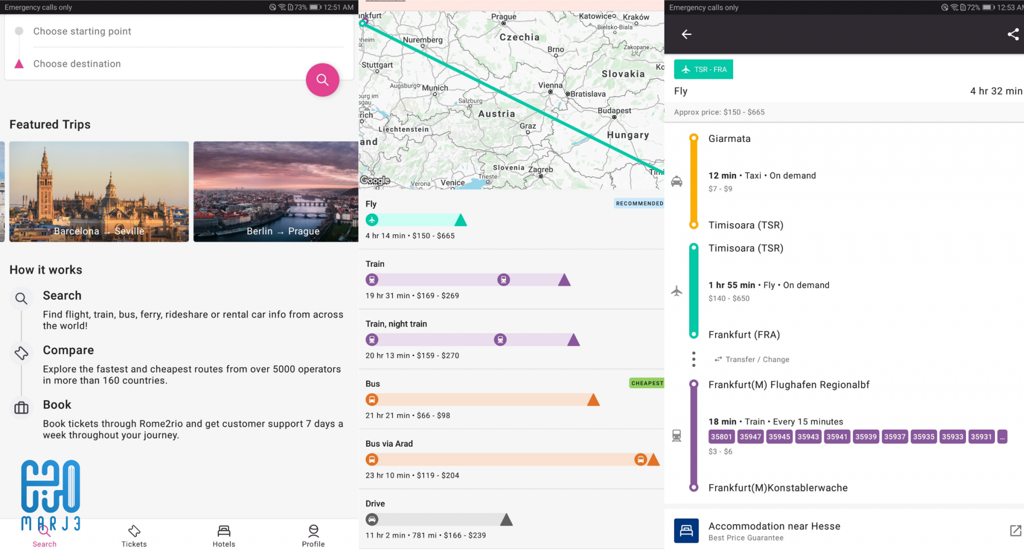  أفضل 11 تطبيق ستحتاج إليه للسفر والسياحة، 3- دليلك لأرخص الأسعار حول العالم تطبيق (Rome2Rio):