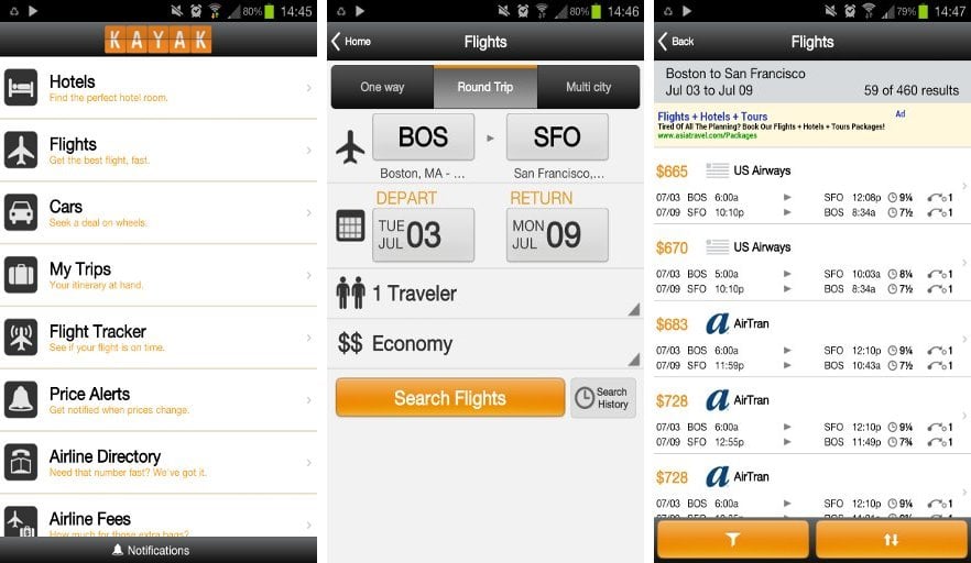  أفضل 11 تطبيق ستحتاج إليه للسفر والسياحة، 2-احجز كل ما تحتاجه!.. مع تطبيق(Kayak): 